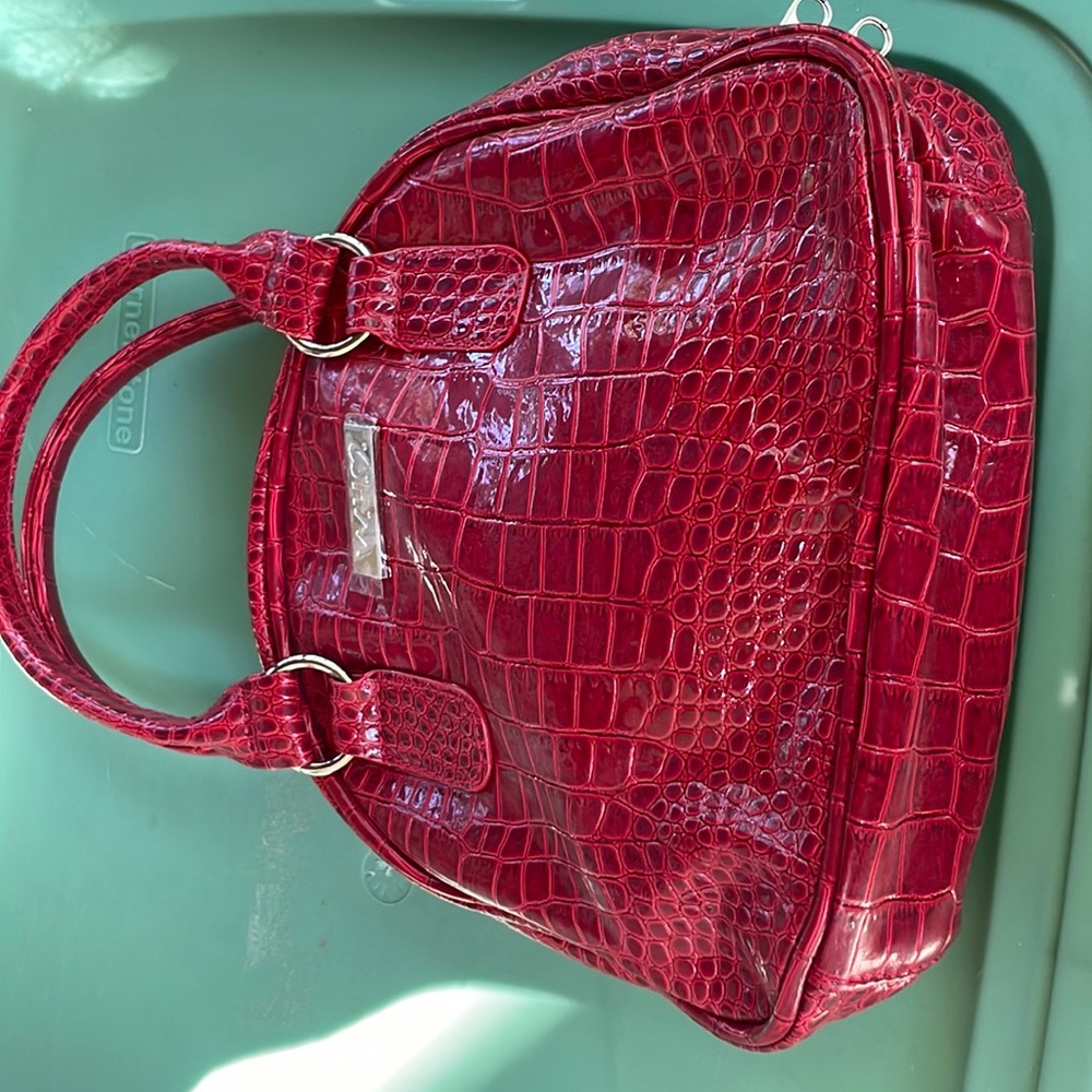 Beautiful Red gator skin look bag